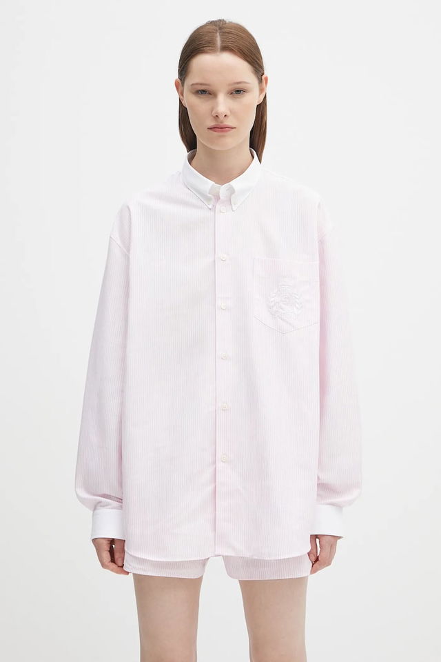 Sporty & Rich H&W Crest Oversized Oxford Shirt