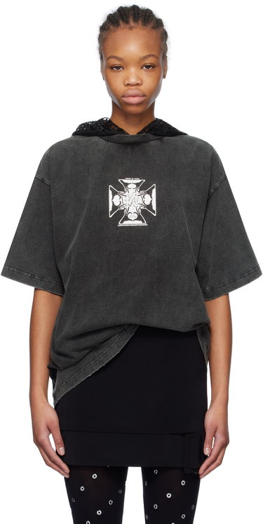 Тениска We11done We11done Heart Cross Graphic Hooded T-Shirt Сиво | WD-TH0-25-842-U-BK, 0