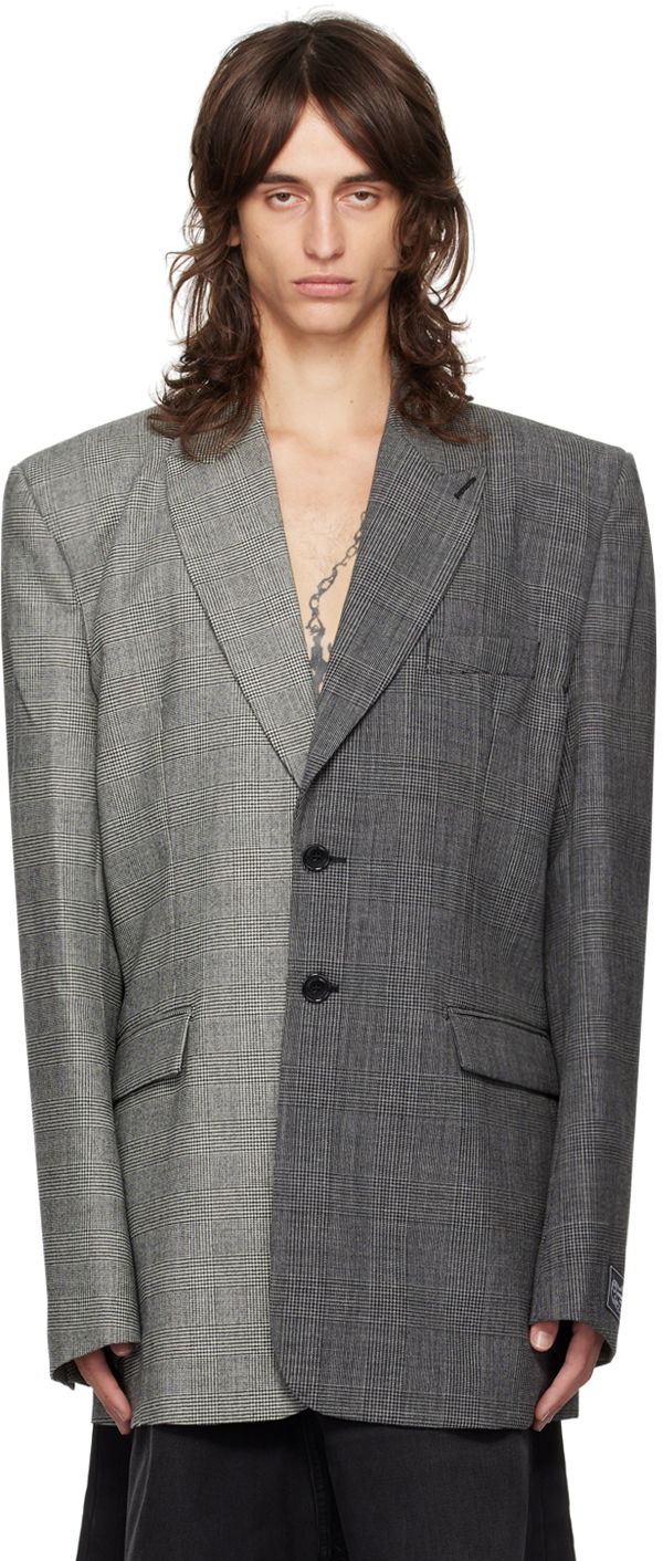 Яке VETEMENTS Split Deconstructed Tailored Blazer Сиво | UA65JA706G, 0