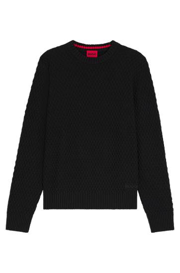 Cotton sweater with 3D knit structure