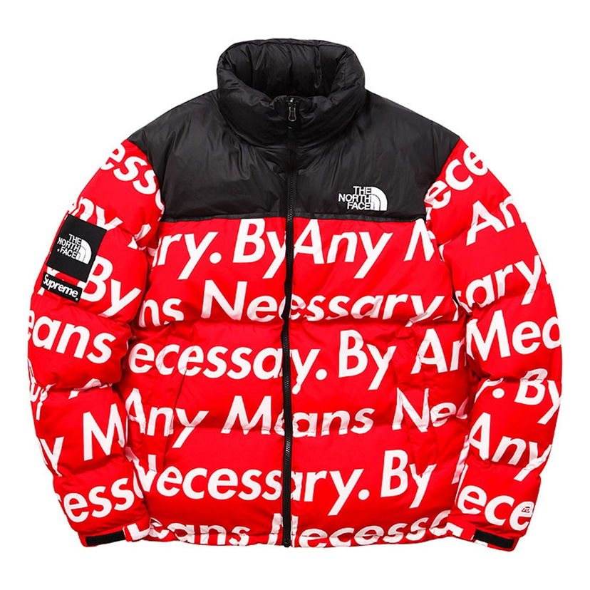 Пухо яке Supreme Nuptse 'By Any Means' Puffer Jacket Червено | SUP-FW15-621