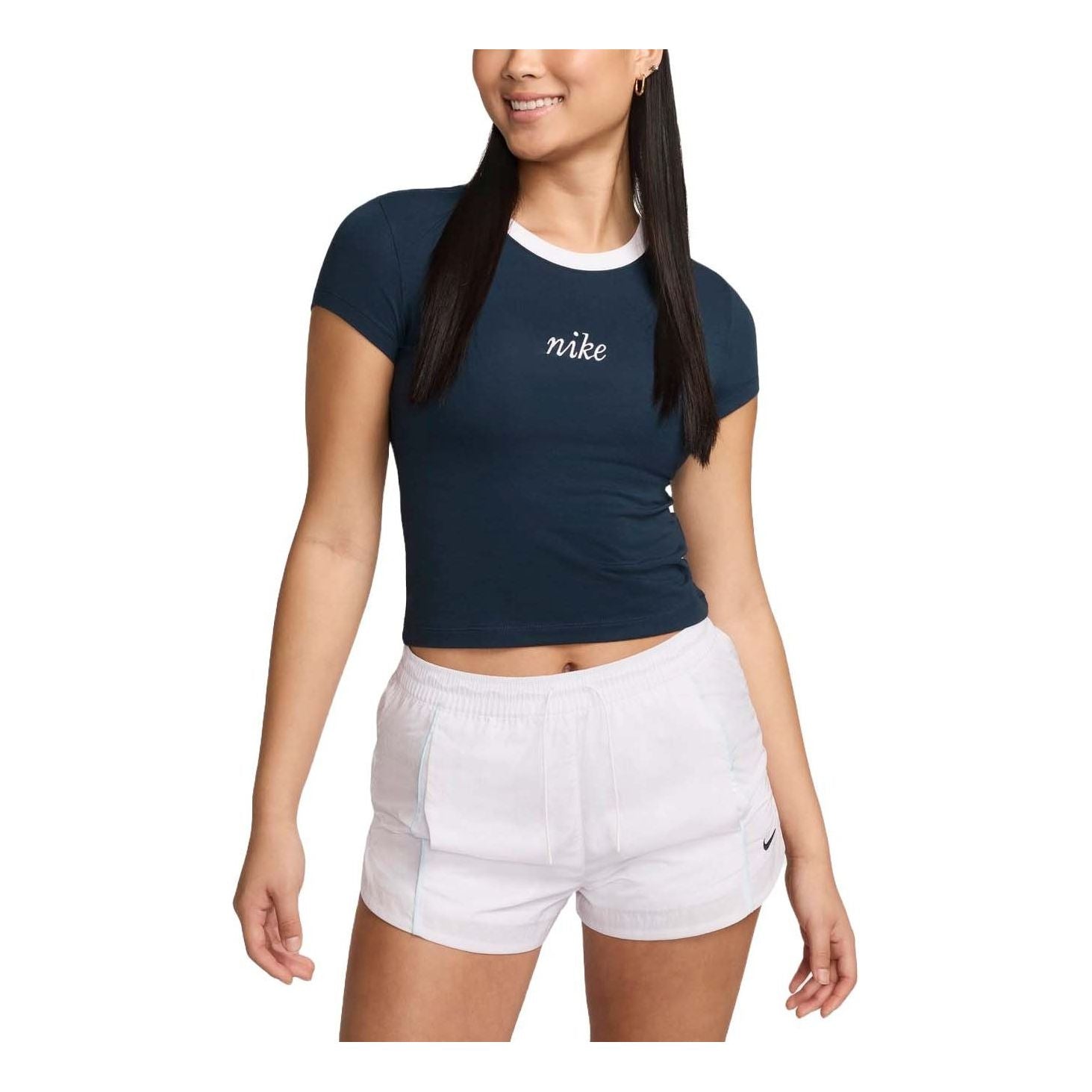 Съкратен топ Nike Sportswear Chill Knit Crop T-Shirt Синьо | HF8820-478, 0