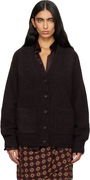 Dries Van Noten Alpaca V-Neck Cardigan with Patch Pockets
