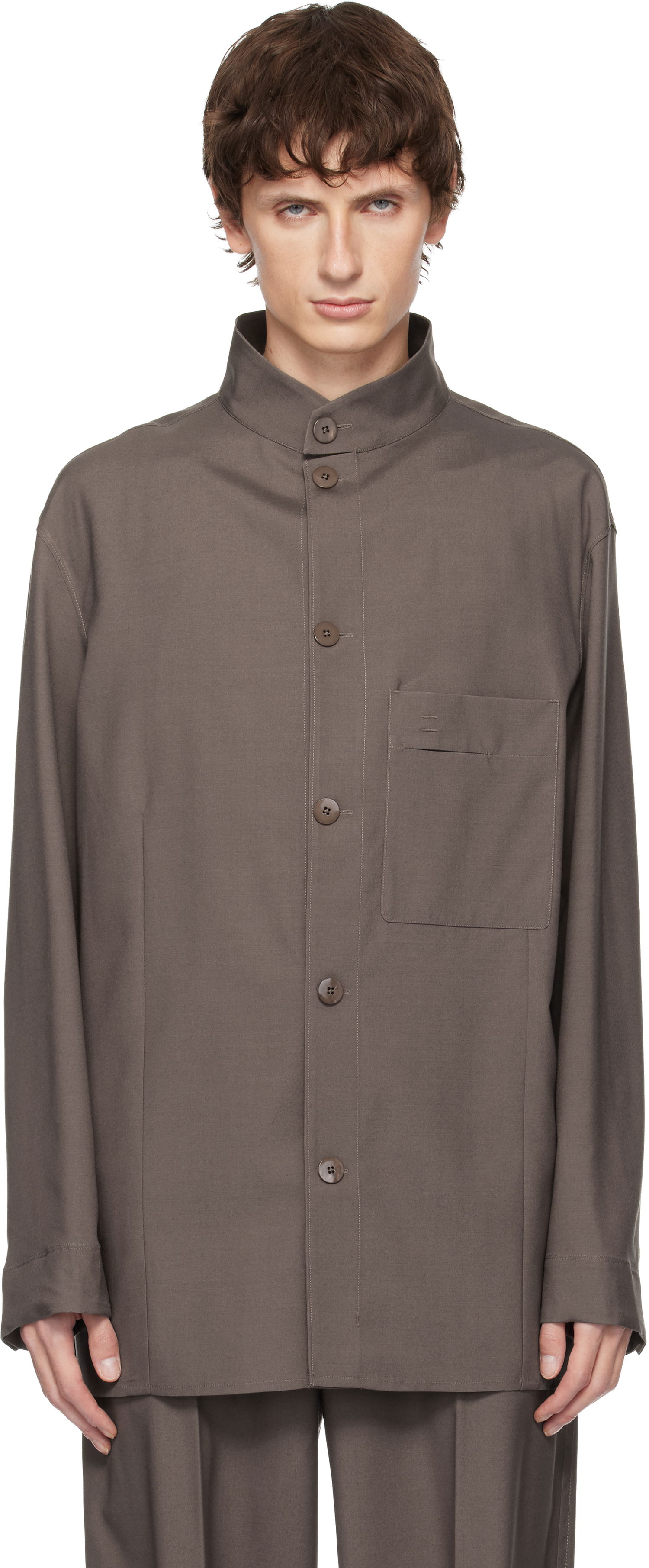 Яке ZEGNA Standing Collar Overshirt Кафяво | 987038A9 SON95, 0