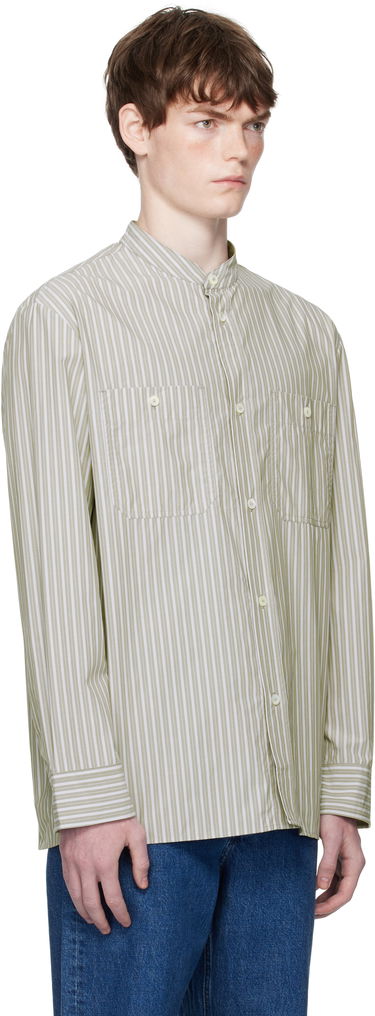 Риза A.P.C. A.P.C. Theon Striped Band Collar Shirt Зелено | COHJJ-H12631, 1