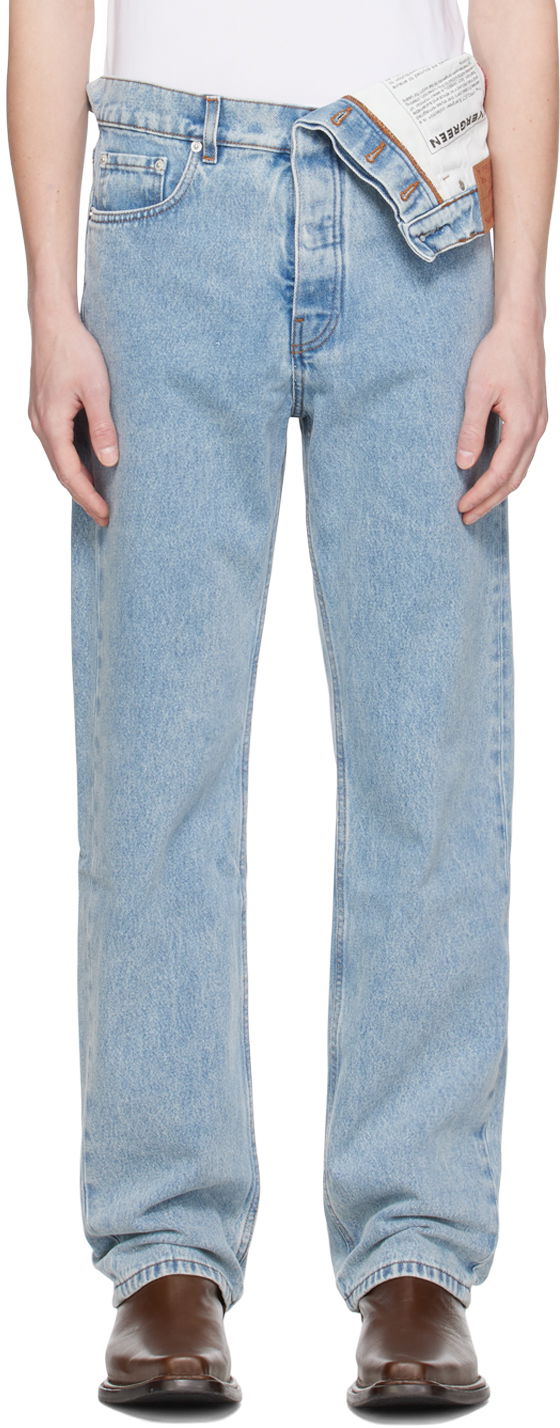 Дънки Y/PROJECT Blue Asymmetric Waist Jeans Синьо | 207PA001, 0