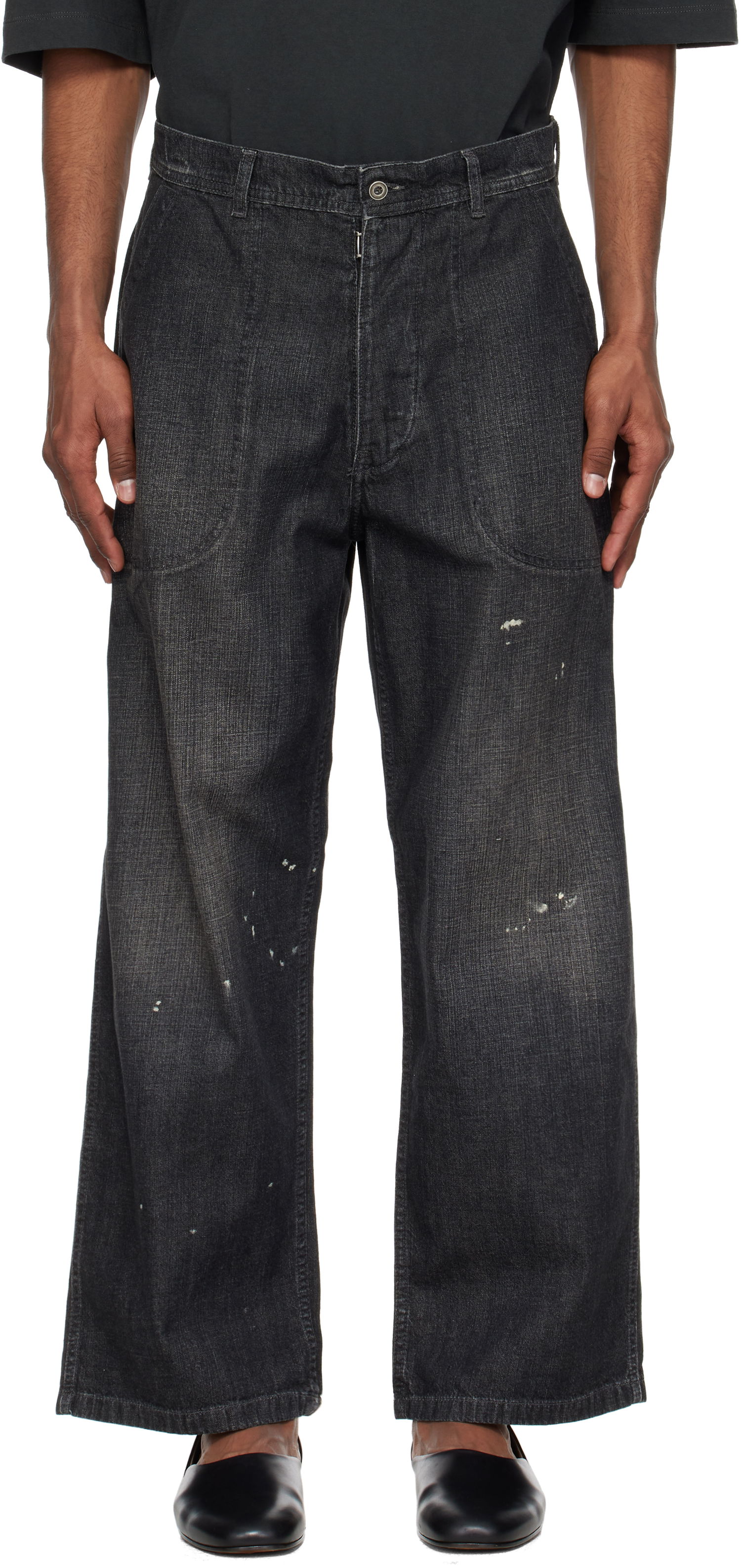 Дънки Maison Margiela Maison Margiela Distressed Wide-Leg Jeans Черно | S50KA0693 M30025, 0