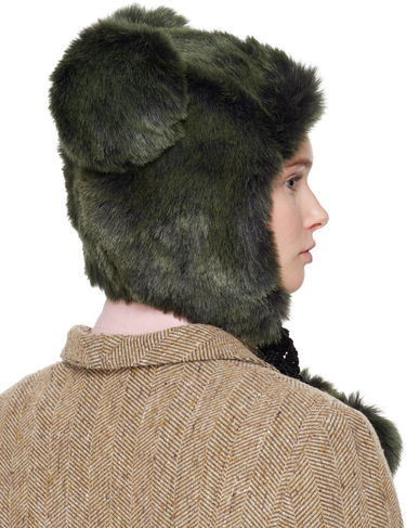 Шапка Anna Sui Anna Sui SSENSE Exclusive Faux Fur Teddy Bear Hat Зелено | S625Z93, 2