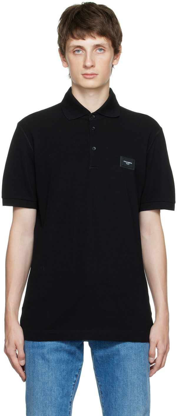 Поло тениска Dolce & Gabbana Black Cotton Polo Черно | G8KK1TFU7EN