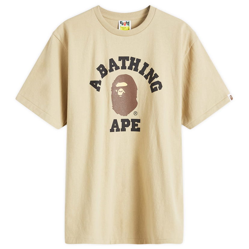 Тениска BAPE A Bathing Ape College T-Shirt Бежово | 001TEK301001M-BGE