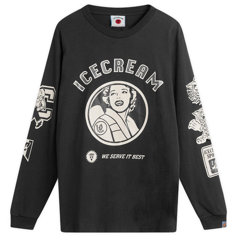 Тениска BBC IceCream Multi Graphic Longsleeve T-Shirt with Retro Woman Print Черно | IC25434-BLK