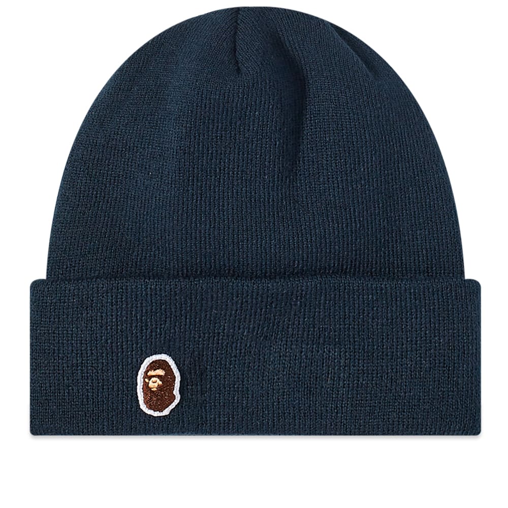 Шапка BAPE Ape Head One Point New Era Knit Cap Тъмно синьо | 001HTI831011C-NVY, 0