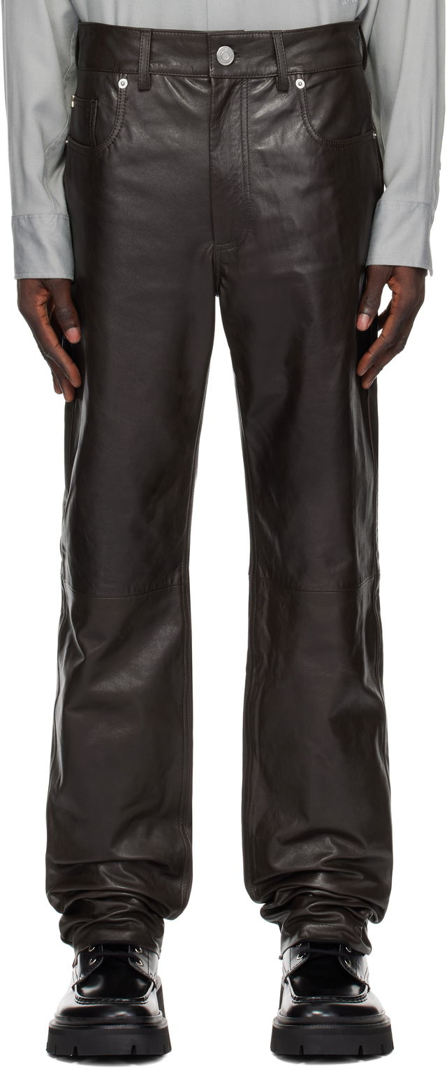 Straight Fit Leather Pants