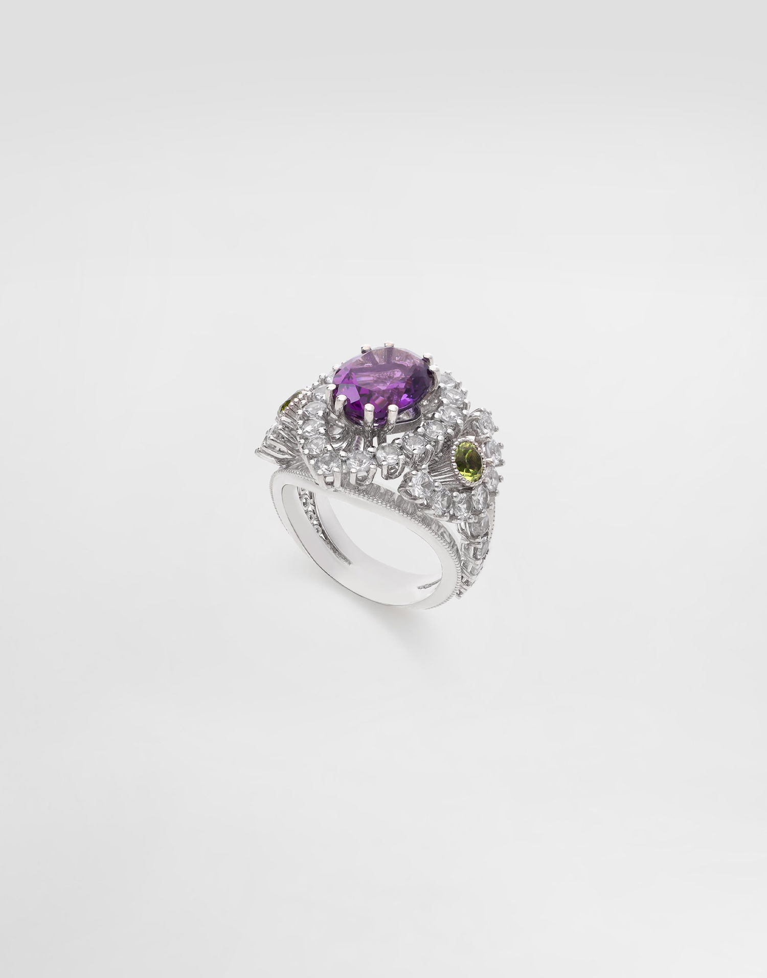Пръстен Dolce & Gabbana Dolce & Gabbana Eleganza Ring with Amethyst, Peridots, and Sapphires, Size 54 Лилаво | WRSA3GWAME180001, 1