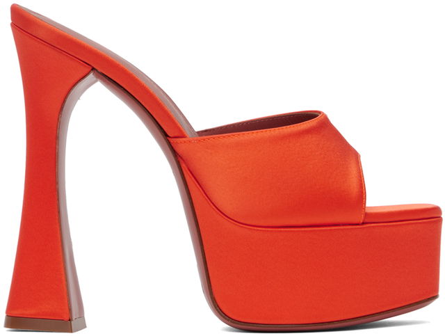 Amina Muaddi Dalida Heeled Satin Platform Sandals