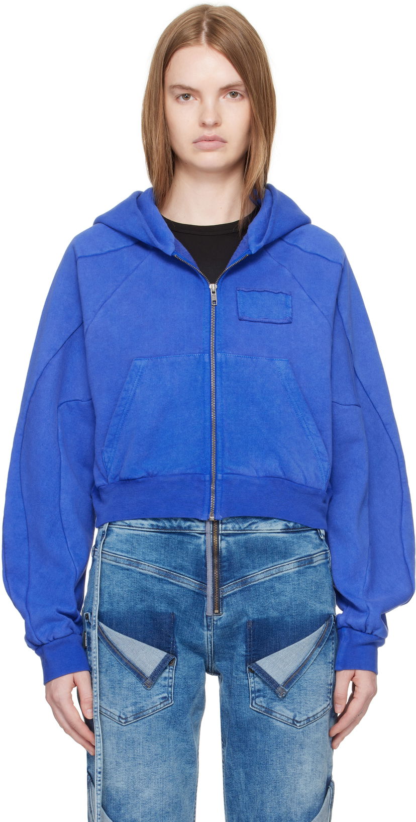 Суитчър Ottolinger Ottolinger Multiline Zip Hoodie Синьо | 115-600415-03