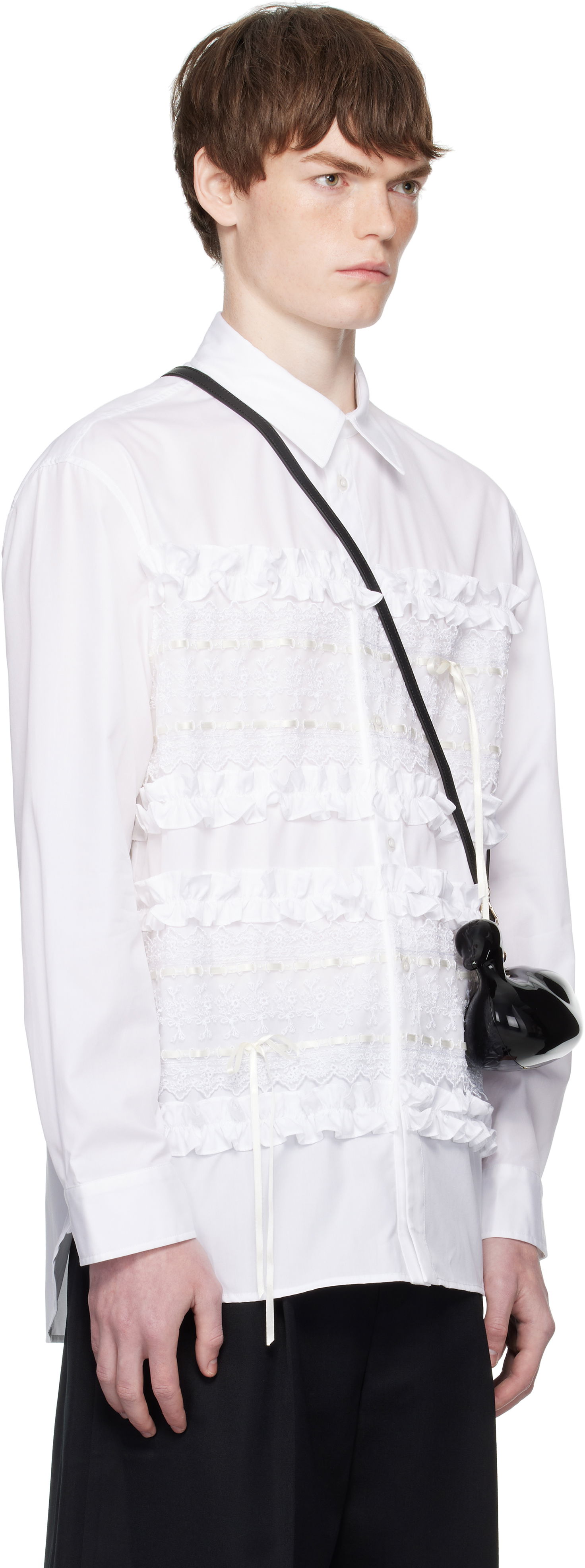 Риза Simone Rocha Simone Rocha Lace Ribbon Trim Shirt Бяло | 5391 1025, 1
