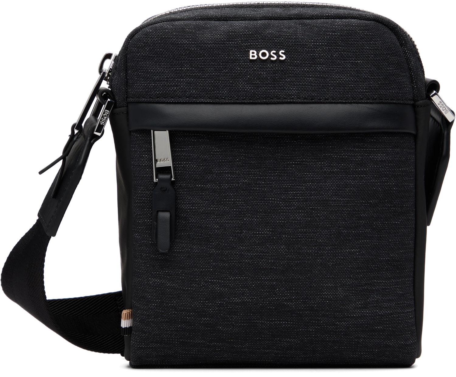 Чанта през рамо BOSS Textured Fabric Crossbody Bag with Logo Hardware Черно | 50548022, 0