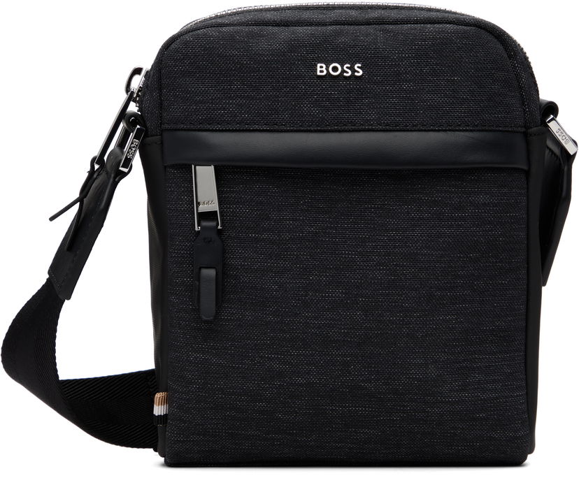 Чанта през рамо BOSS Textured Fabric Crossbody Bag with Logo Hardware Черно | 50548022