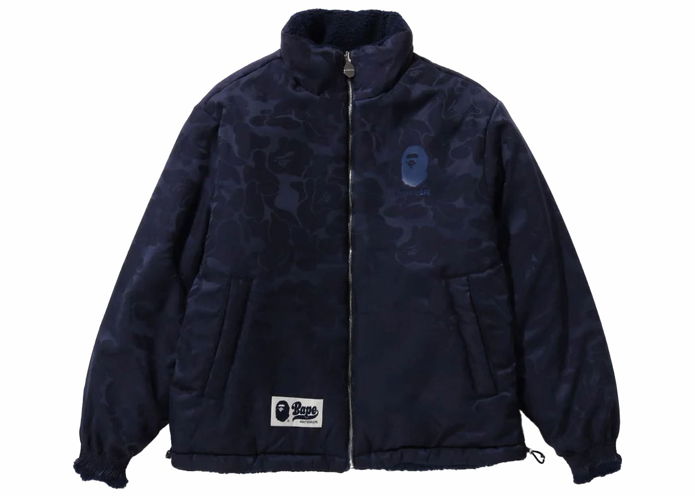 Яке BAPE BAPE Tonal Solid Camo Sherpa Reversible Jacket Navy Тъмно синьо | 1J80-140-069, 0