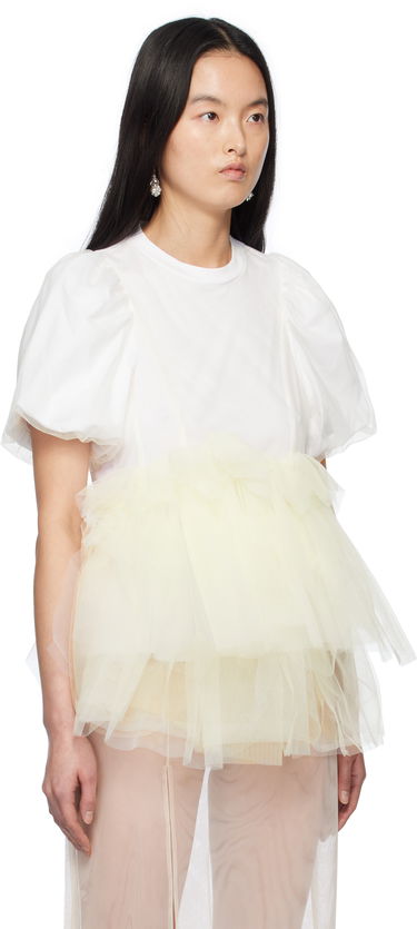 Тениска Simone Rocha Simone Rocha Tulle Overlay Puff Sleeve Tutu Hem T-Shirt Червено | 5310 0553, 4
