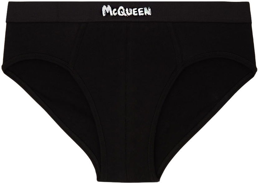 Бельо и чорапи Alexander McQueen Alexander McQueen Graffiti Briefs Черно | 7107514112Q