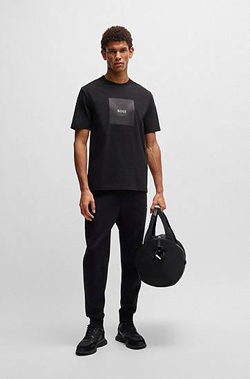 Тениска BOSS BOSS Cotton-Jersey T-Shirt with Logo Patch Черно | 50538096, 1