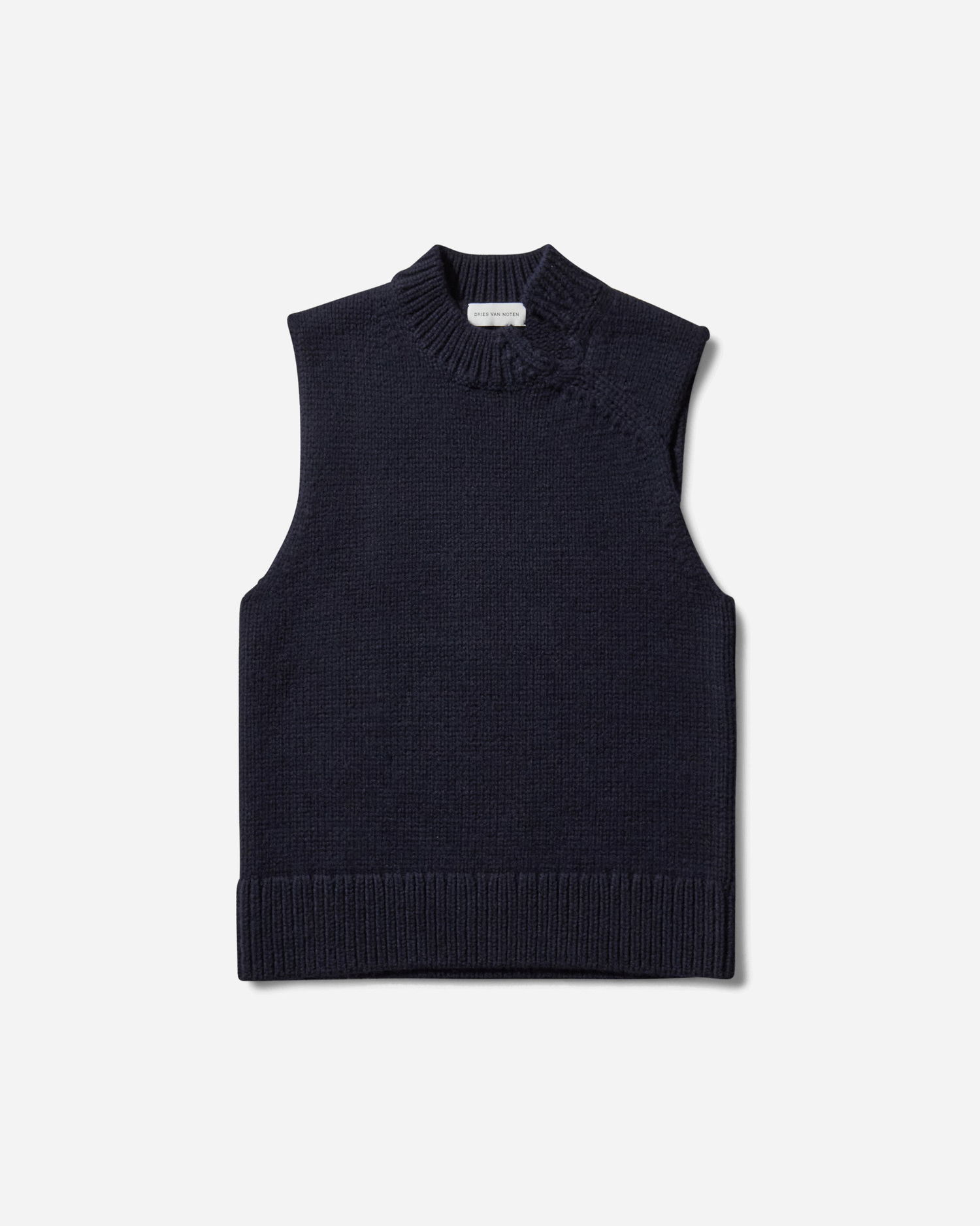 Пуловер Dries Van Noten Sleeveless Sweater Mock Neck Тъмно синьо | 252-021245-2710 509, 1