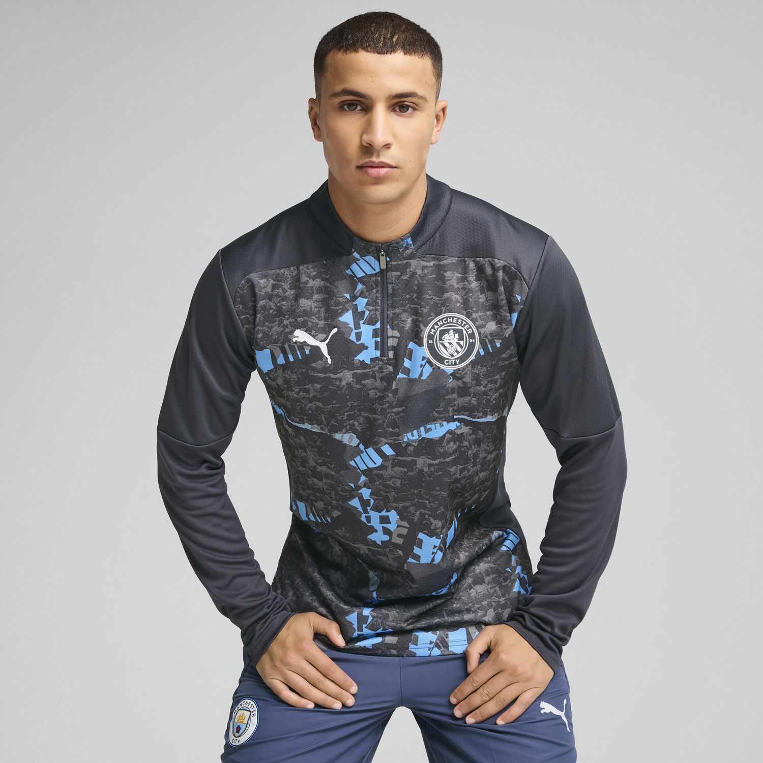 Тениска Puma Manchester City Pre-Match Quarter-Zip Top Черно | 779156_74, 0