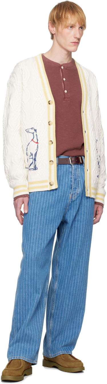 Пуловер Drôle de Monsieur Drôle De Monsieur Médicis Knit Cardigan Бяло | G-CA142-WO023-CM, 3
