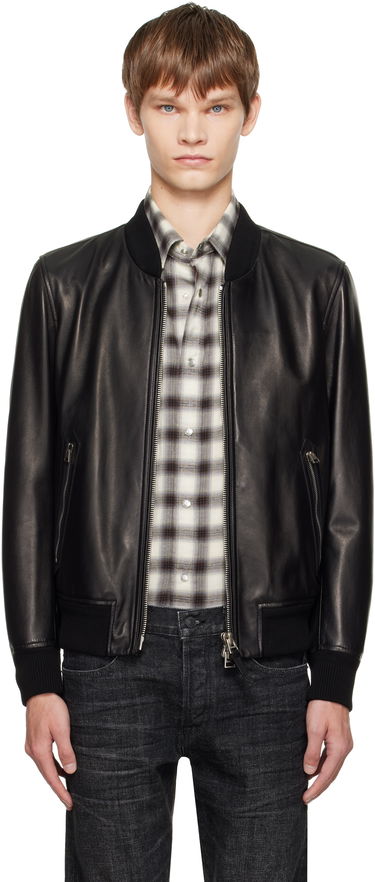 Яке бомбър Tom Ford TOM FORD Shiny Nappa Plonge Leather Bomber Jacket Черно | LBS029-LMN029, 0