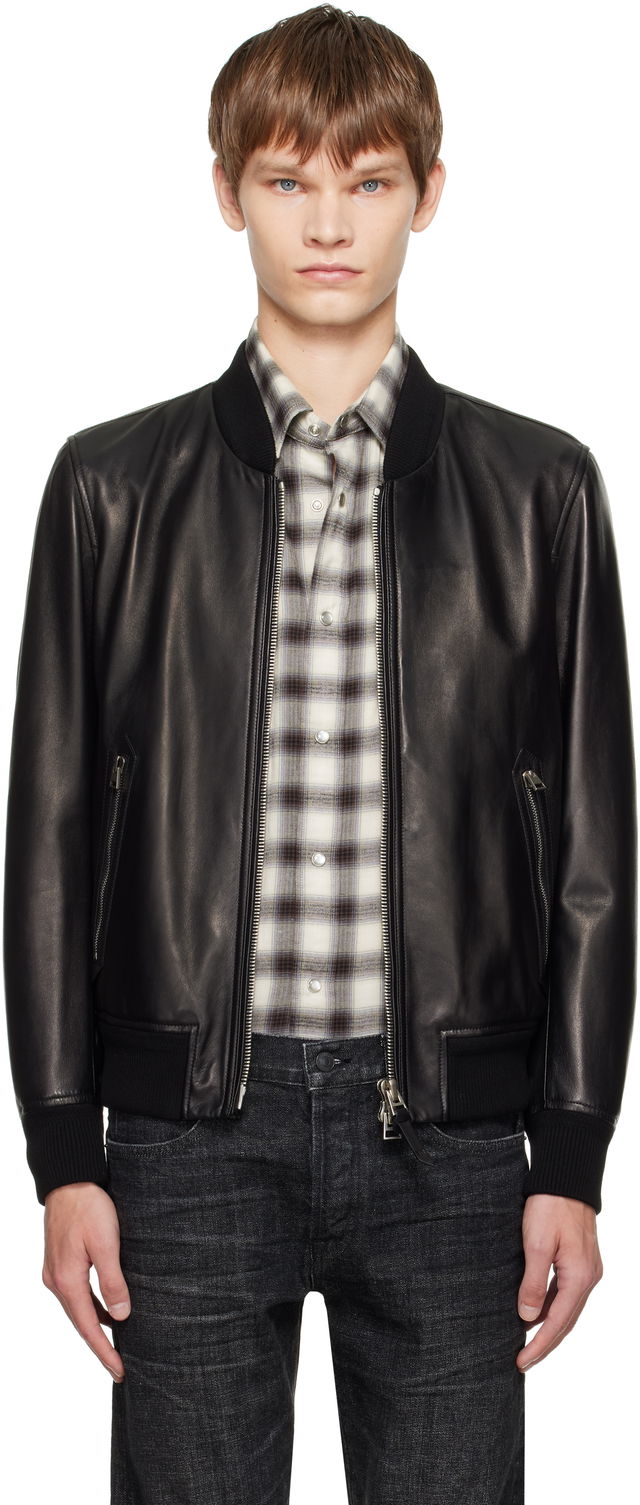 TOM FORD Shiny Nappa Plonge Leather Bomber Jacket