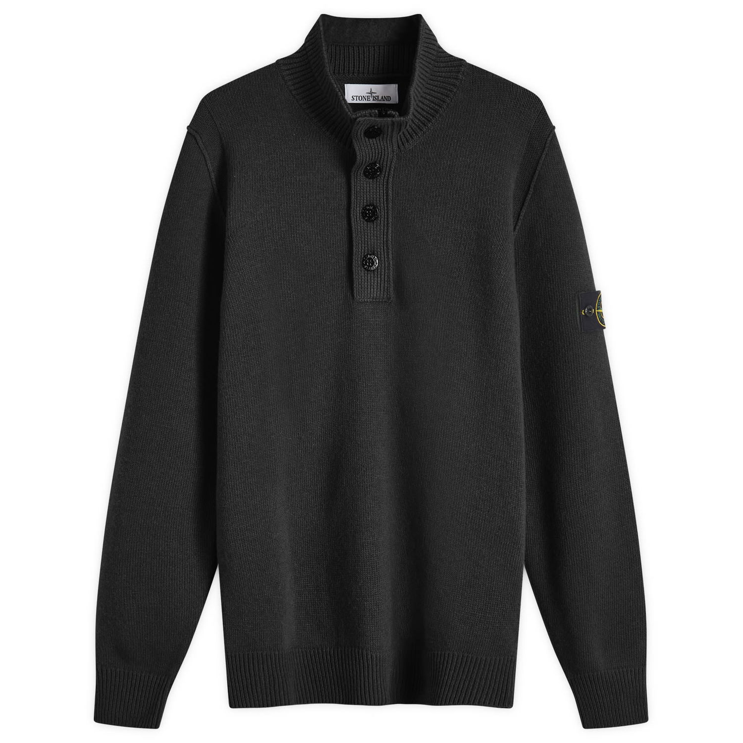 Пуловер Stone Island Lambswool Quarter Button Knit Черно | 8115540A3-A0029, 0