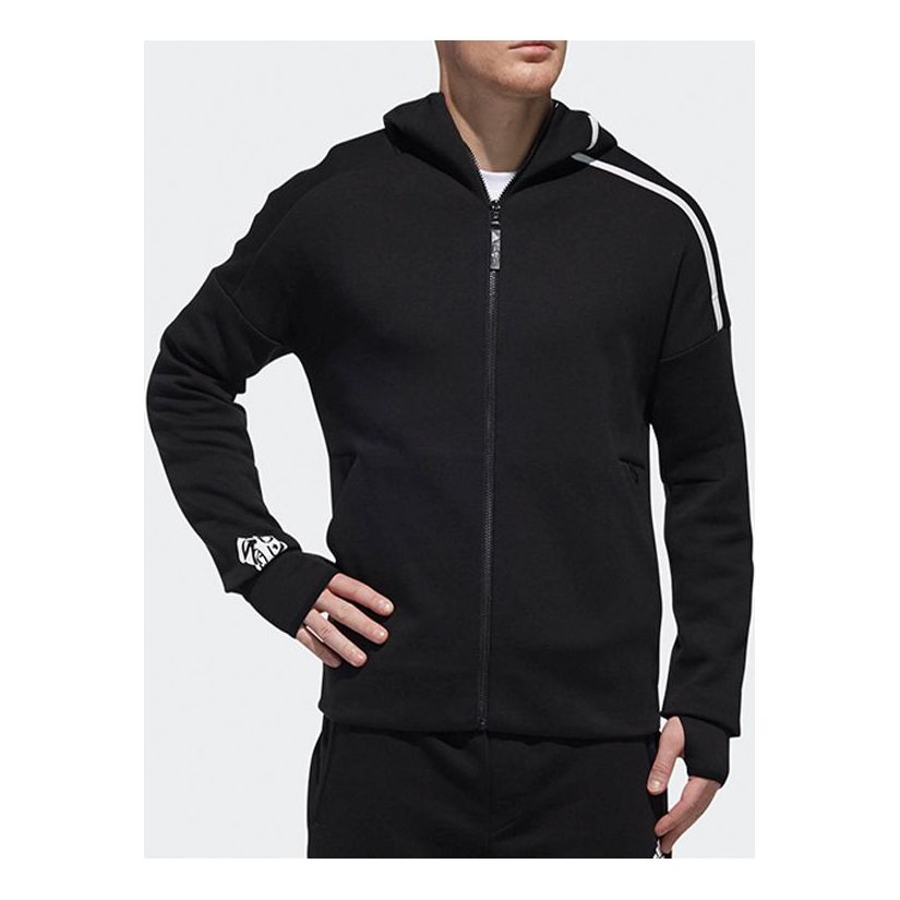 Суитчър adidas Originals ZNE Knit Hoodie Jacket Черно | EA2104