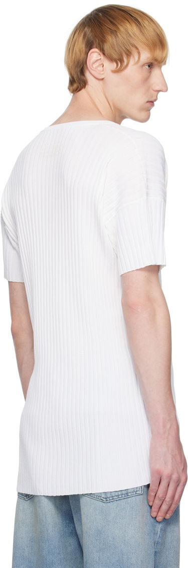 Тениска Maison Margiela MM6 Maison Margiela Rib-Knit V-Neck T-Shirt Бяло | SH2HN0003 M13125, 2