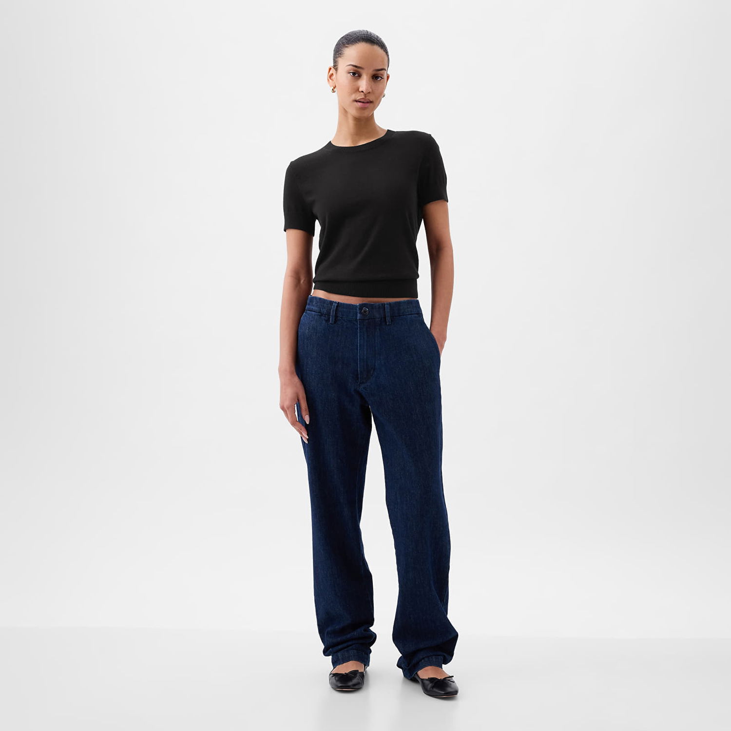 Тениска GAP Shortsleeve Cashsoft Baby Tee Black Черно | 854755-04, 1
