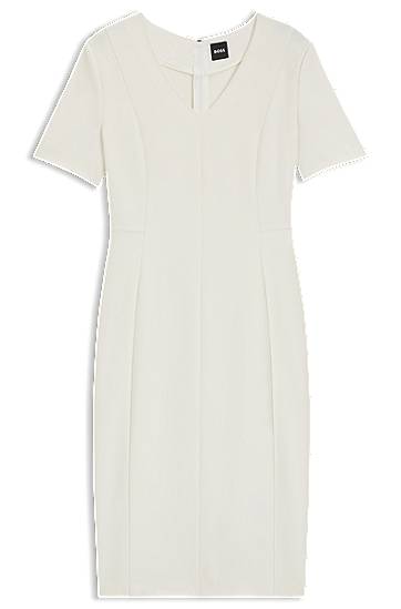 Stretch Fabric V-Neck Dress