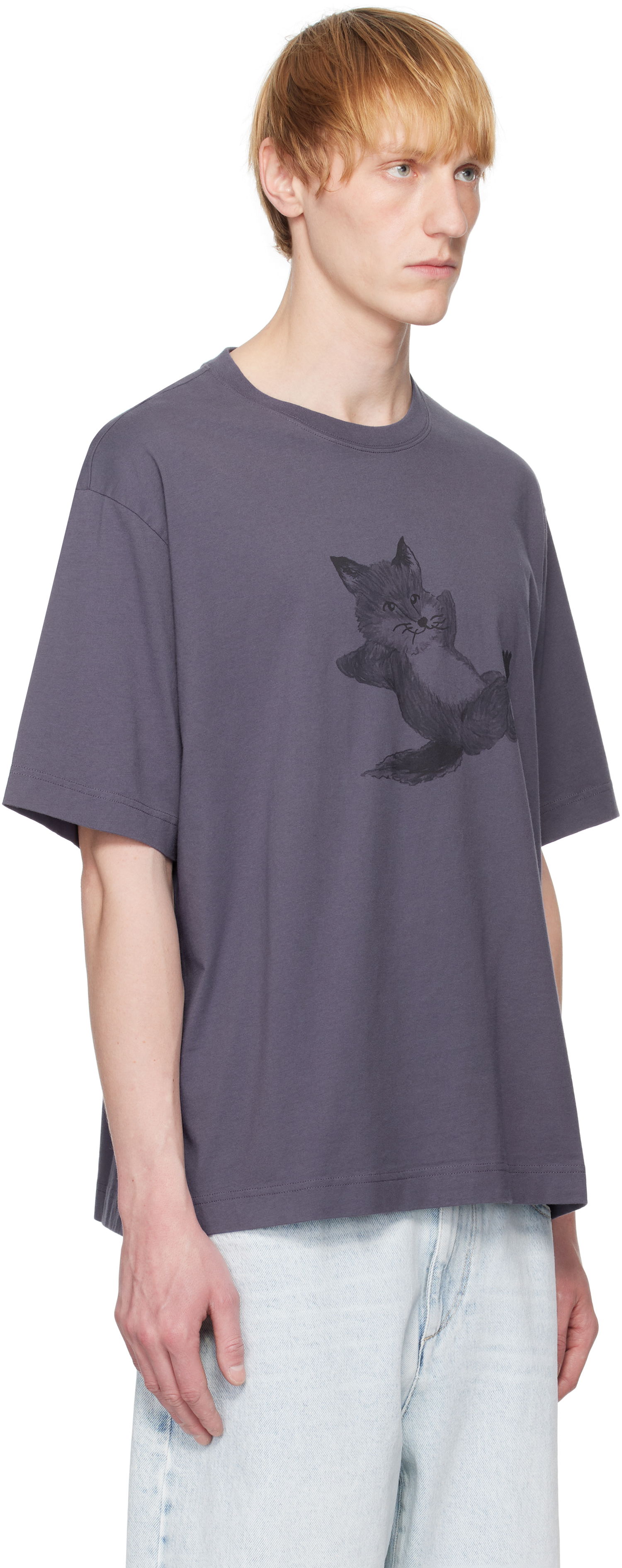 Тениска MAISON KITSUNÉ Maison Kitsuné Chillax Fox Oversize T-Shirt Лилаво | OM00108KJ0008, 1