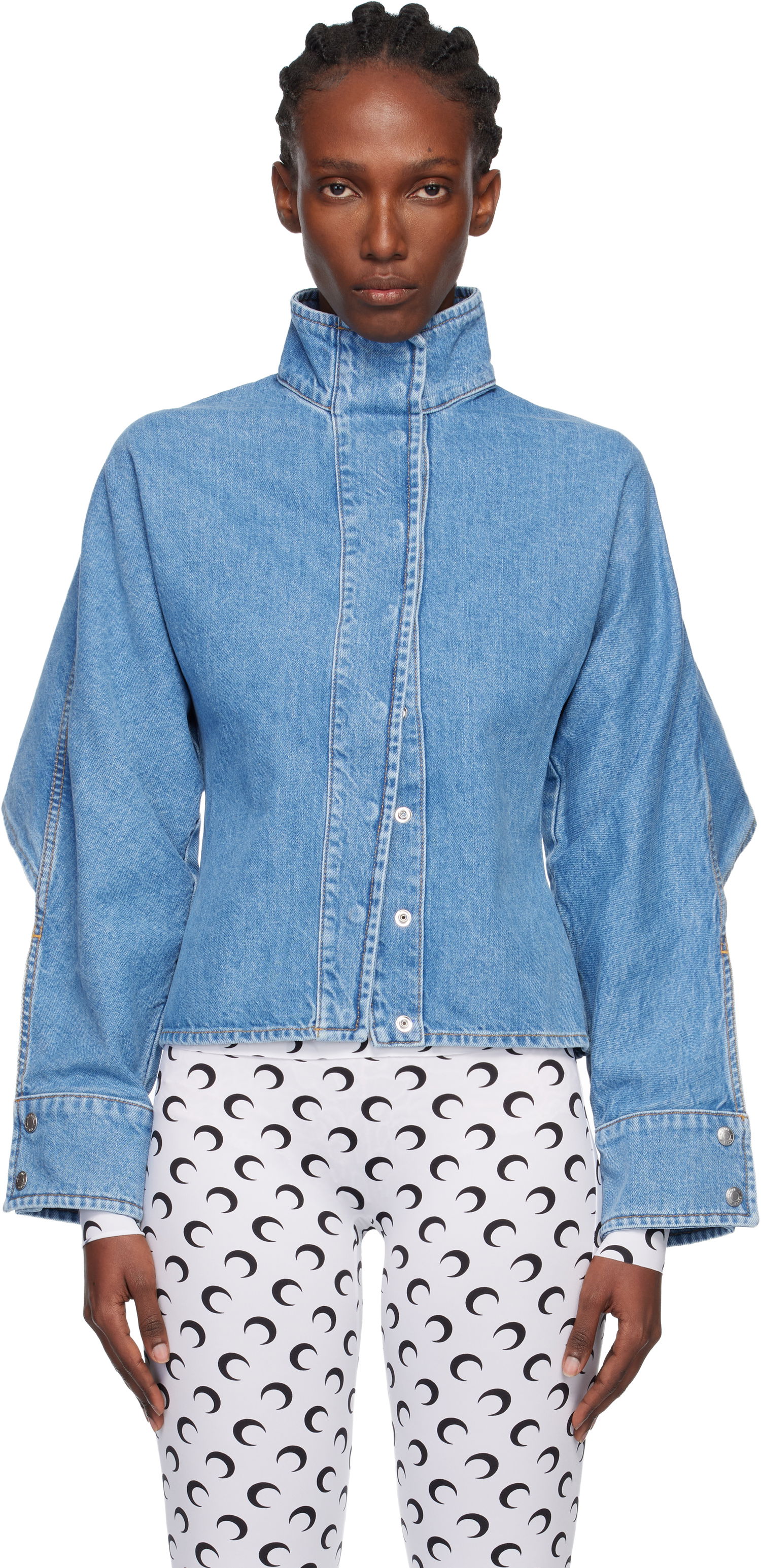 Яке Marine Serre Moon Laser Wash Long Sleeve Denim Jacket Синьо | WSI033ACDEN0002, 0