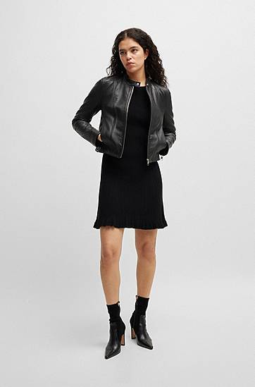 Яке BOSS Grained Leather Regular-Fit Jacket Черно | 50522033, 1