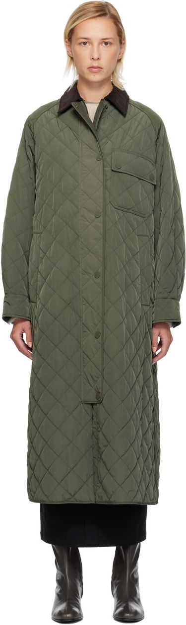 Палта Max Mara Coccole Quilted Long Coat with Corduroy Collar Зелено | 2525496092600, 0