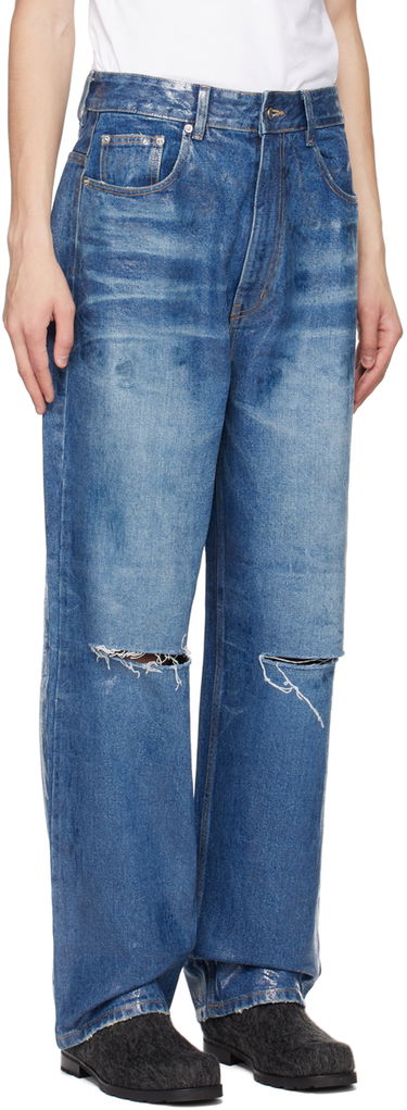 Дънки We11done We11done Foil Distressed Jeans Синьо | WD-DP1-23-342-M-BL, 1
