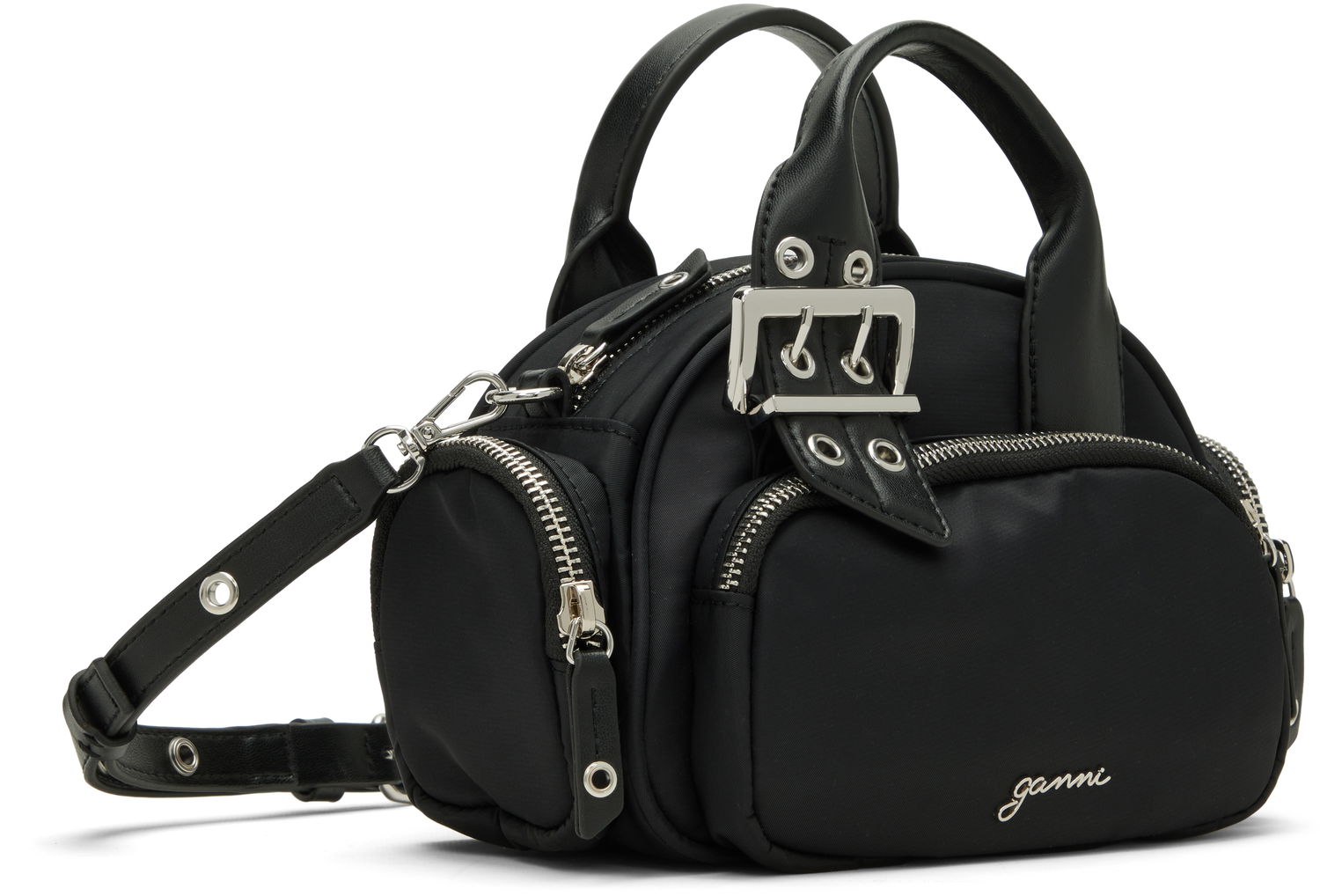 Дамска чанта GANNI Mini Polochon Bag Черно | A6738, 1