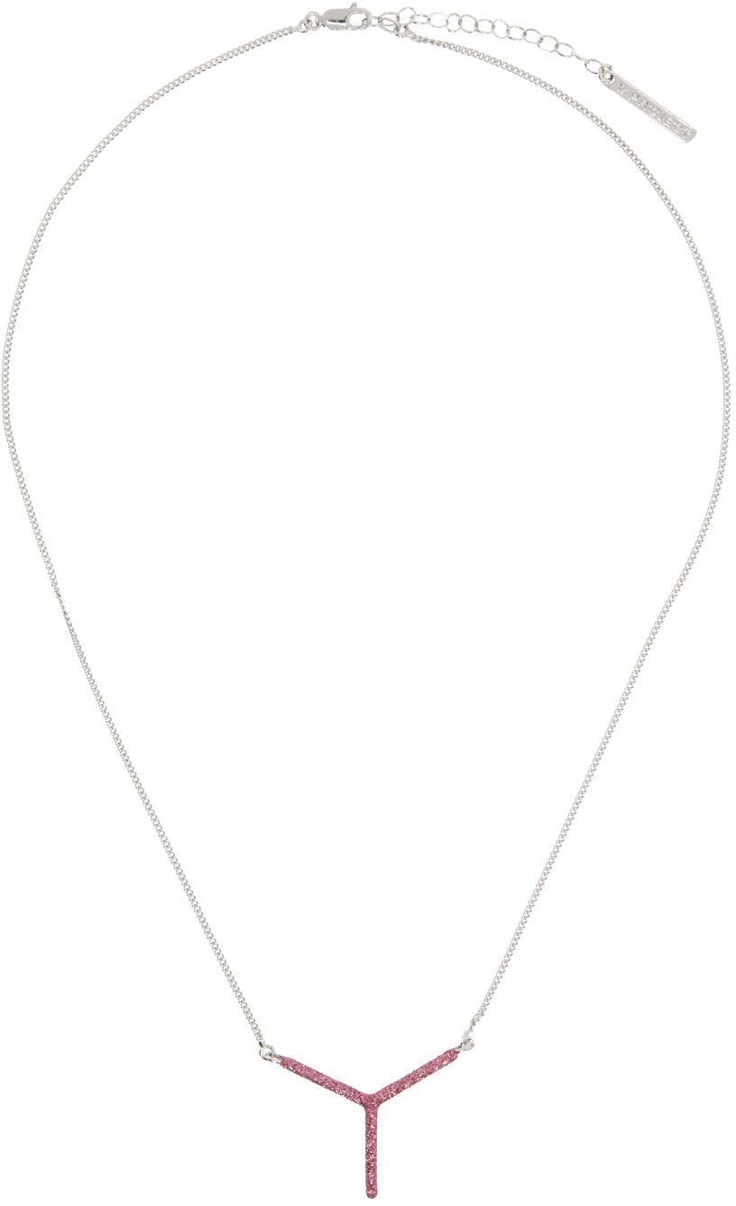 Колие Y/PROJECT Silver & Pink Mini Y Necklace Металик | 640NE001, 0