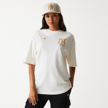 Тениска New Era MLB New York Yankees Graphic Oversized T-Shirt Бежово | 60667854-60667854, 4