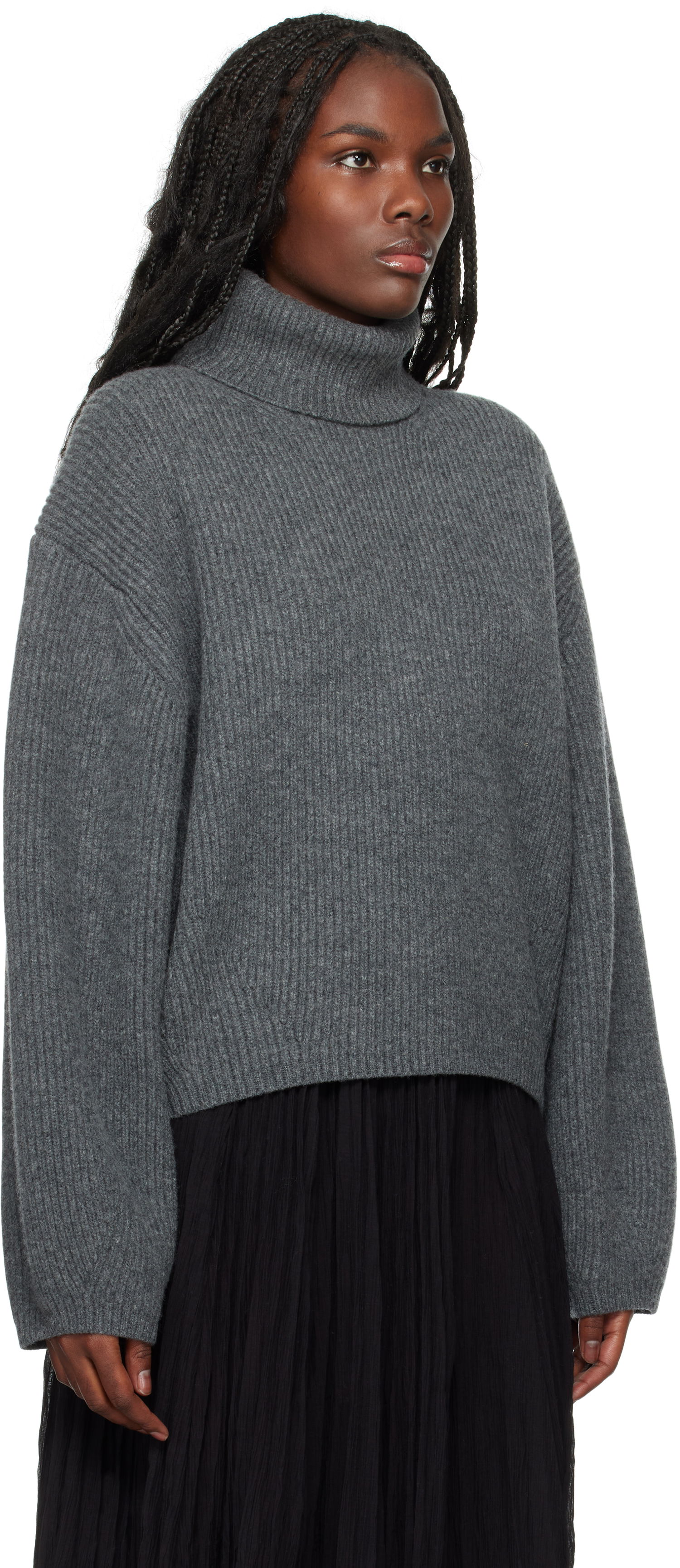 Пуловер TOTEME TOTEME Ribbed Turtleneck Sweater Сиво | 244-WRT0394-YA0110, 1