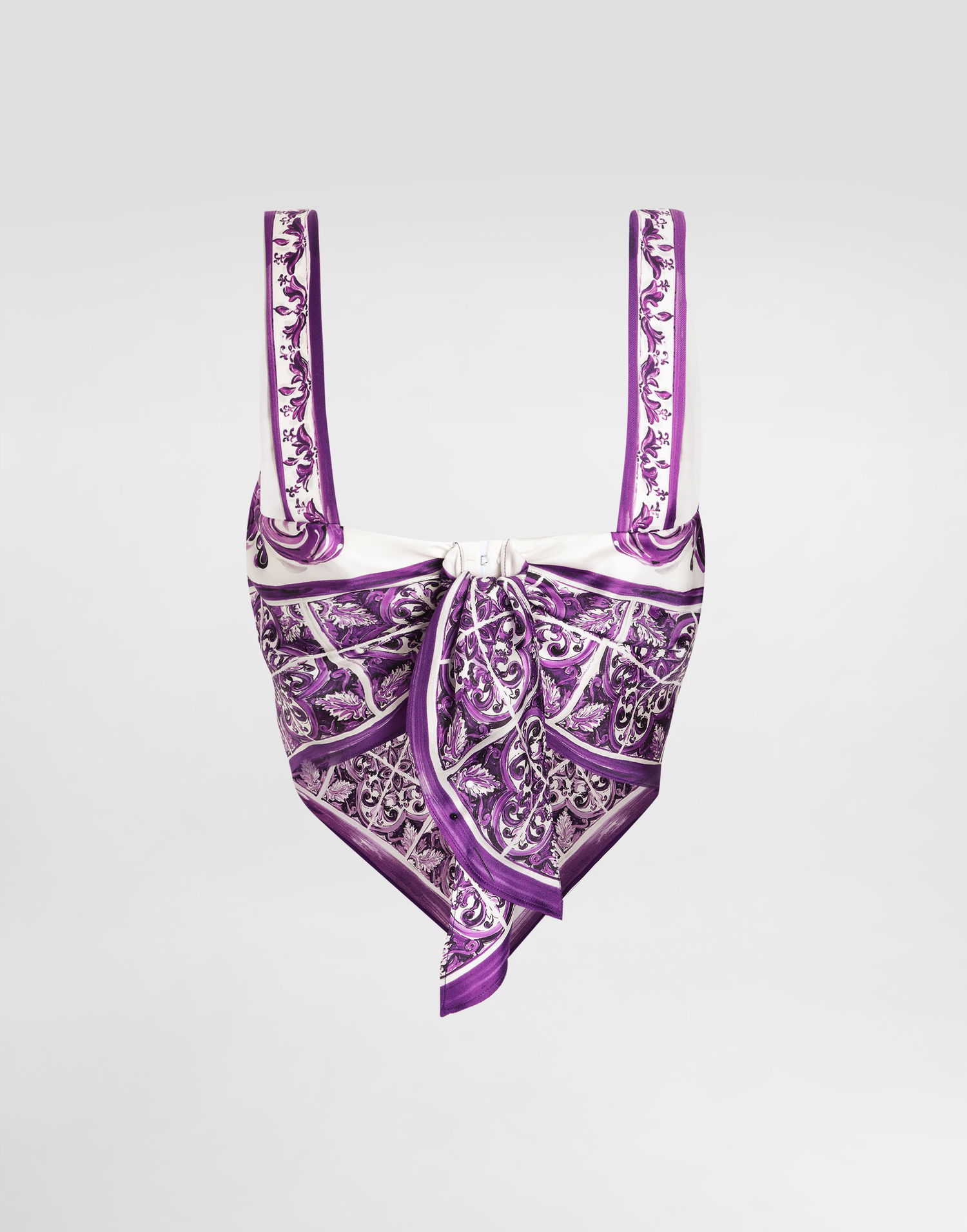 Потник Dolce & Gabbana Dolce & Gabbana Majolica-Print Silk Cami Top Лилаво | F7BB0THI1T1HP5DQ, 1