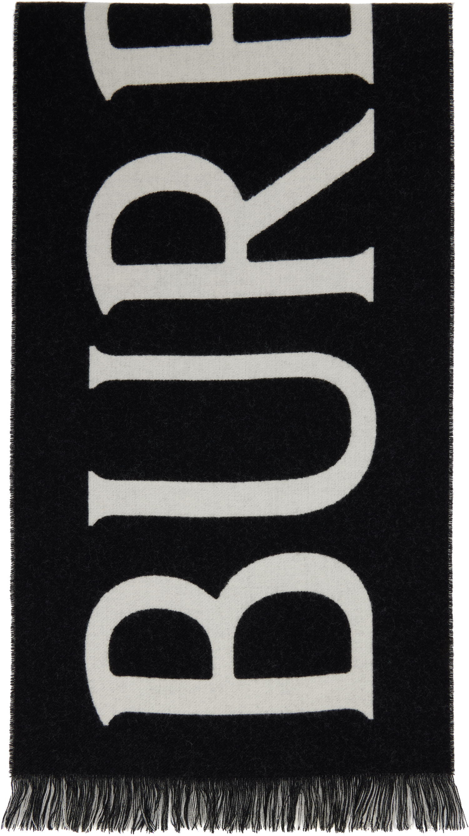 Шал Burberry Burberry Text Wool Scarf Черно | 8109563, 0