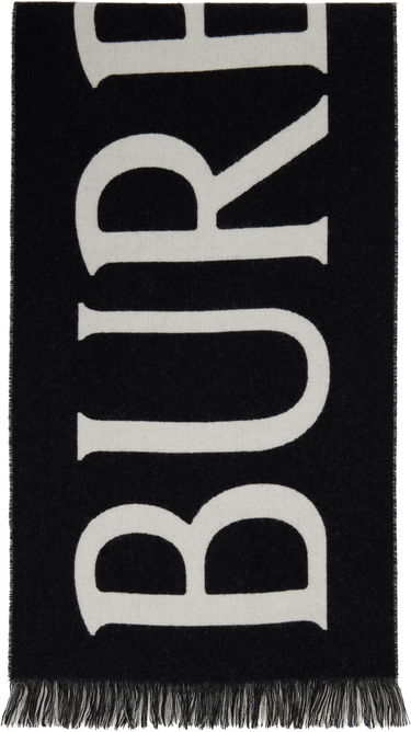 Шал Burberry Burberry Text Wool Scarf Черно | 8109563, 0