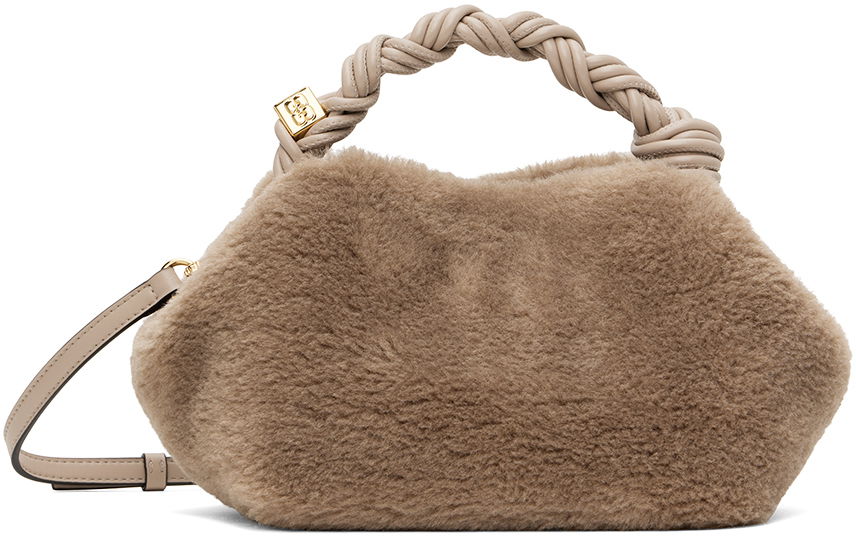 Дамска чанта GANNI GANNI Small Bou Faux Fur Shoulder Bag Бежово | A5378, 0